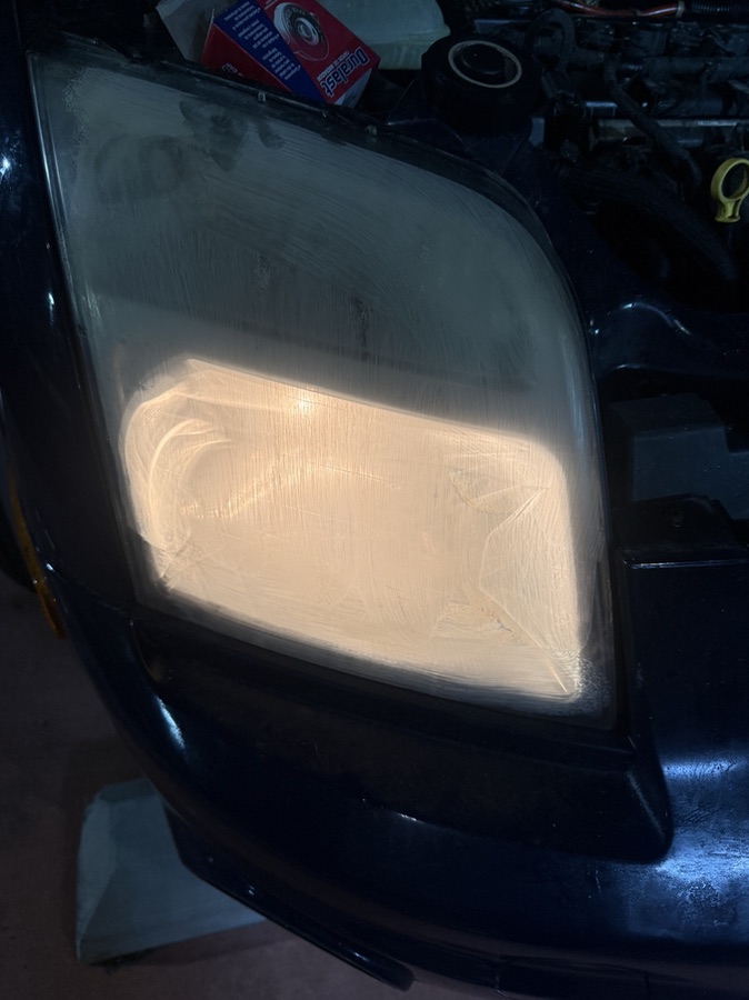 Cloudy headlight before restoration