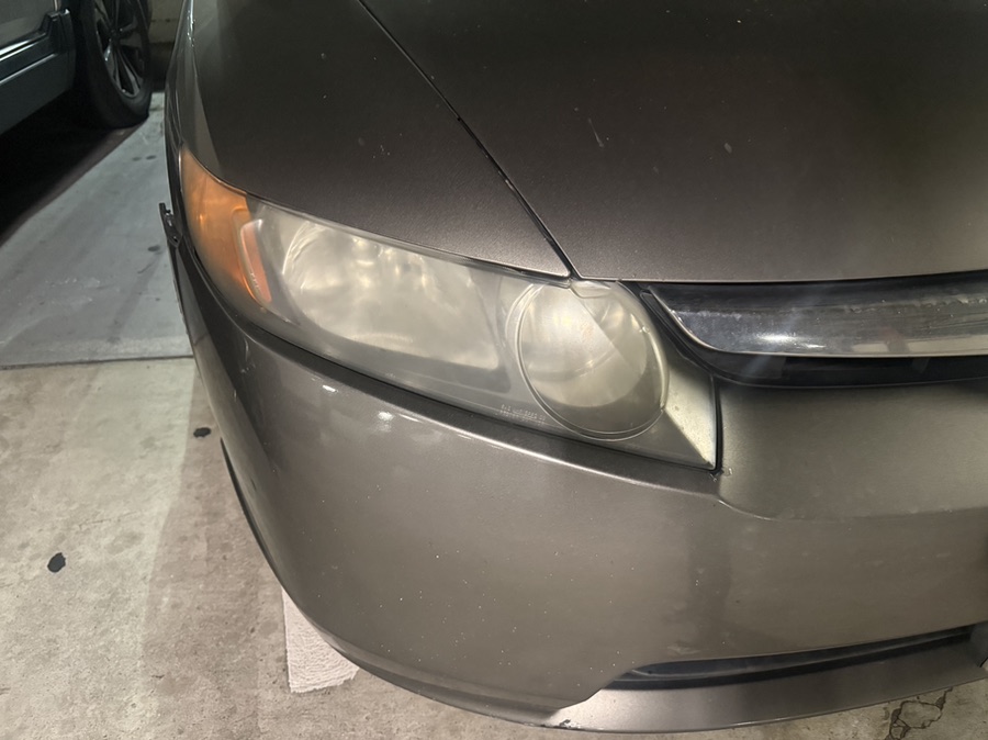 Clouded headlight before restoration